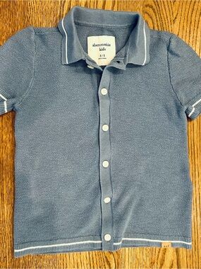 abercrombie kids light blue knit button down polo